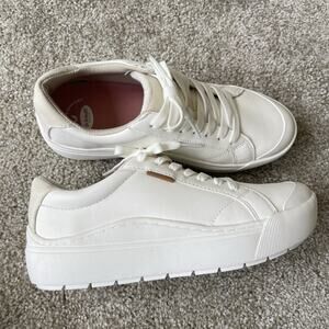 Dr Scholl's Time Off Womens 7 M White Leather Casual Platform Sneakers Shoes